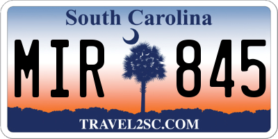 SC license plate MIR845