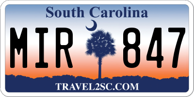 SC license plate MIR847