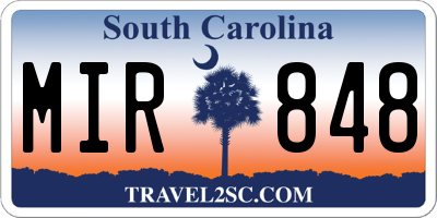 SC license plate MIR848