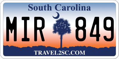 SC license plate MIR849