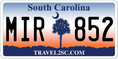 SC license plate MIR852