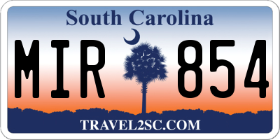 SC license plate MIR854
