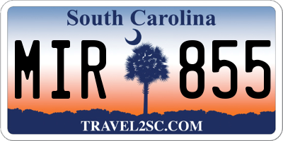 SC license plate MIR855