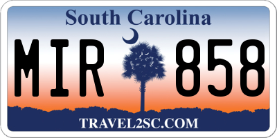 SC license plate MIR858