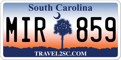 SC license plate MIR859