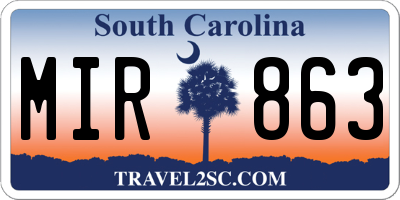 SC license plate MIR863
