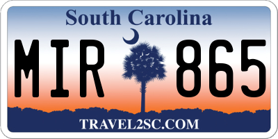 SC license plate MIR865