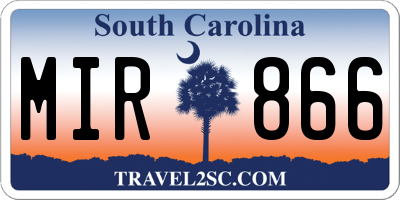 SC license plate MIR866