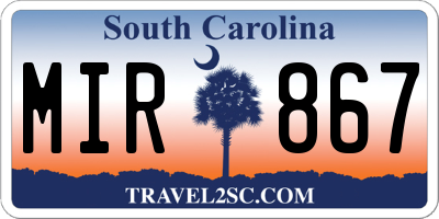 SC license plate MIR867