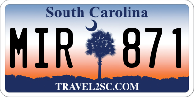 SC license plate MIR871