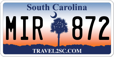 SC license plate MIR872