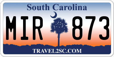 SC license plate MIR873