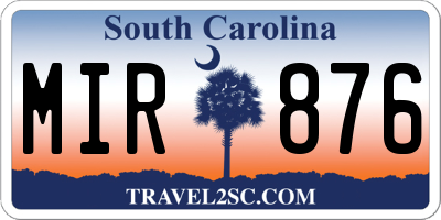 SC license plate MIR876