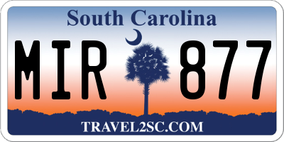 SC license plate MIR877