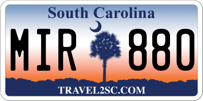 SC license plate MIR880