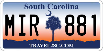 SC license plate MIR881