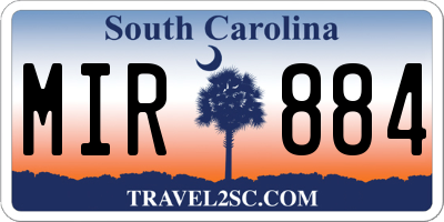SC license plate MIR884