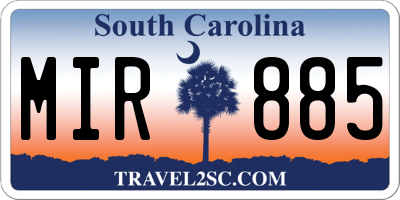 SC license plate MIR885
