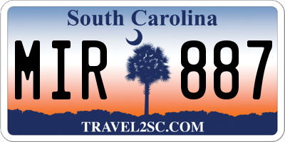 SC license plate MIR887