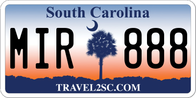 SC license plate MIR888