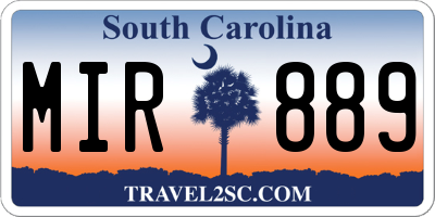 SC license plate MIR889