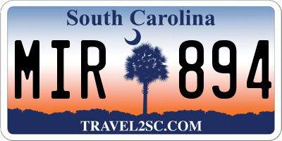 SC license plate MIR894