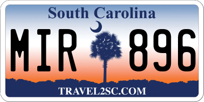 SC license plate MIR896