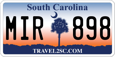SC license plate MIR898