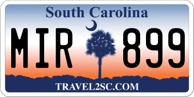SC license plate MIR899