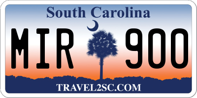 SC license plate MIR900