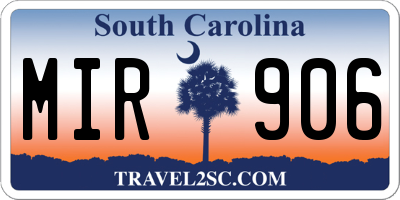 SC license plate MIR906