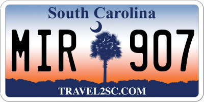 SC license plate MIR907