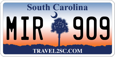 SC license plate MIR909