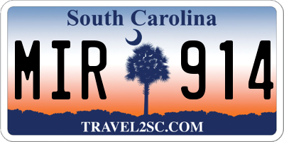 SC license plate MIR914