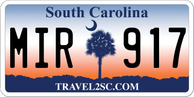 SC license plate MIR917
