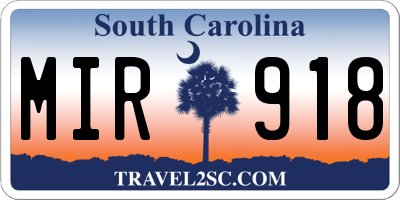 SC license plate MIR918