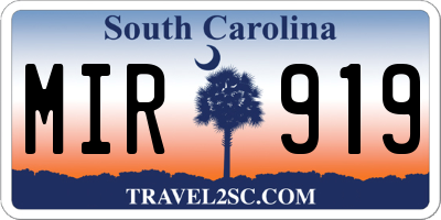 SC license plate MIR919