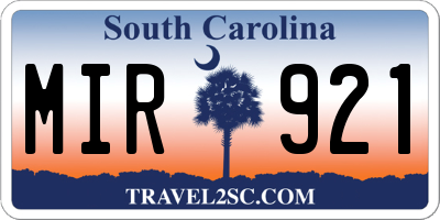 SC license plate MIR921