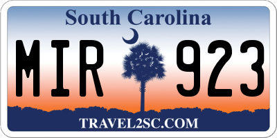 SC license plate MIR923