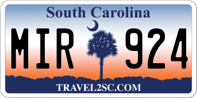 SC license plate MIR924