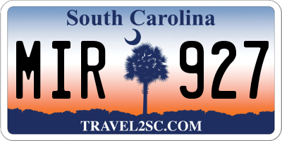 SC license plate MIR927