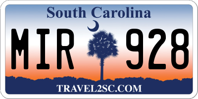 SC license plate MIR928