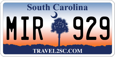 SC license plate MIR929