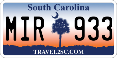 SC license plate MIR933