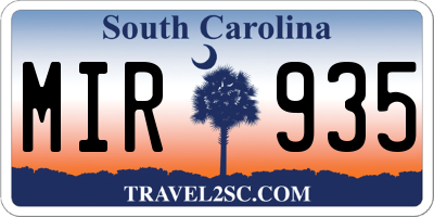 SC license plate MIR935