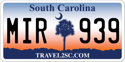 SC license plate MIR939