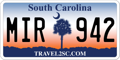 SC license plate MIR942