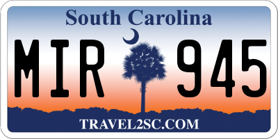 SC license plate MIR945