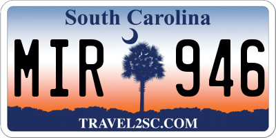 SC license plate MIR946