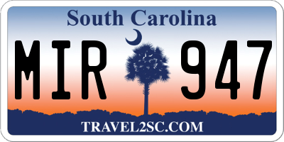 SC license plate MIR947
